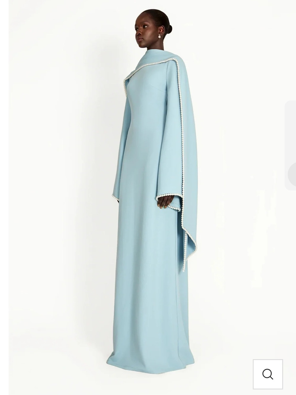 NWT Miss Rosier light blue maxi dress with pearl trim - Picture 3 of 15